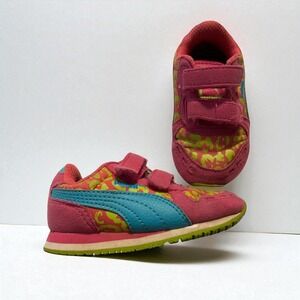 Puma Toddler‎ Girls Pink Floral Sneakers With Straps Size 4C